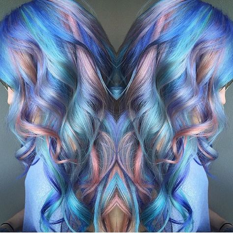 Fabulous multi-hued hair color design and sweet finish by @samploskonka #hotonbeauty Watercolor Hair, Opal Hair, Hair Colour Design, Multicolored Hair, Top Hairstyles, Bright Hair, Hair Color Blue, Penteado Cabelo Curto, Lisa Frank