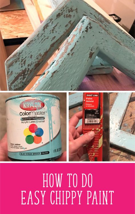 How To Do Easy Chippy Paint (with video!) – Debbie Does Design How To Patina Wood, How To Chippy Paint Furniture, How To Get Chippy Paint Look, Chipped Paint Look Diy, Wardrobe Panelling, Chippy Paint Technique, Furniture Picture, Distress Wood, Chippy Painted Furniture