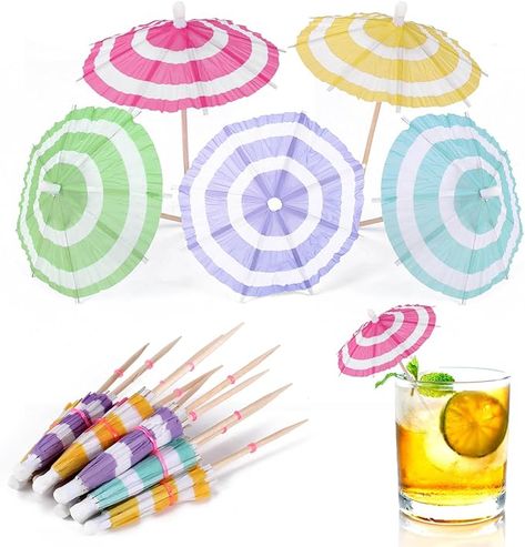 Amazon.com | [125 PCS] Drink Umbrellas Cocktail Picks - Cocktail Umbrellas for Drinks, Mini Paper Umbrella Cocktail Toothpicks for Summer Tropical Tiki Bar Hawaiian Beach Pool Luau Party Decorations Supplies: Cocktail Picks Umbrella Cocktail, Drink Umbrellas, Luau Party Decorations, Paper Umbrella, Cocktail Umbrellas, Hawaiian Luau Party, Beach Birthday Party, Increase Appetite, Colorful Cocktails