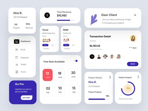 UI Elements/Components-UX/UI Design by Hira Riaz on Dribbble Ui Design Mobile, Card News, Ui Design Dashboard, Wireframe Design, Card Ui, Ux Mobile, App Interface Design, Ui Components, Widget Design