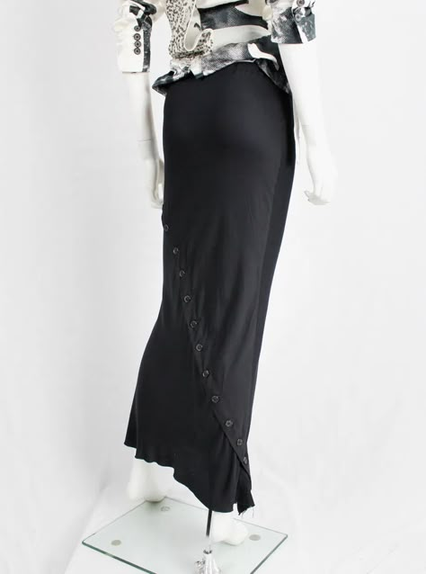 Ann Demeulemeester Skirt, Work Project, Skirt With Buttons, Black Maxi Skirt, Vintage Skirts, Ann Demeulemeester, Sheer Material, Black Maxi, It's Fall