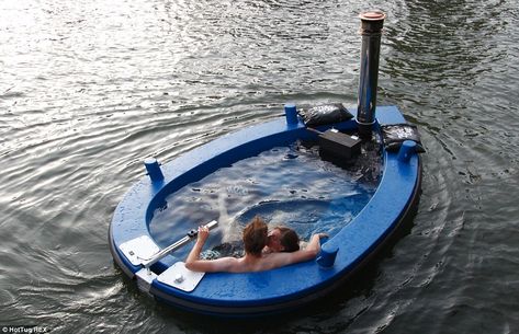 Romantic escape: The HotTug is being advertised as the ideal retreat for couples who want ... Hot Tub Boat, Living Pool, Boat Covers, Tug Boats, Cool Ideas, Making Waves, Outdoor Fun, Plein Air, The Great Outdoors