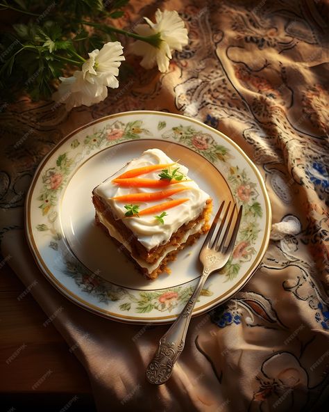 Premium Photo | Golden Hour Carrot Cake with Cream Cheese Frosting Carrot Cake Photo, Carrot Cake Aesthetic, Carrot Cake With Cream Cheese, Cake Aesthetic, Cake With Cream Cheese Frosting, Cake Photo, Aesthetic Picture, With Cream Cheese Frosting, Cake With Cream Cheese