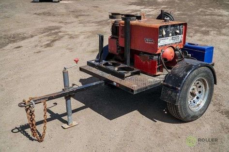 HOMEMADE S/A WELDING TRAILER, 5' x 3.5', Lincoln Lincwelder 225 DC Arc Welder w/ AC Auxiliary Power, Pintle Hitch, Not a Titled Unit Welding Trailer Ideas, Mobile Welding Trailer, Mobile Welding Truck, Mig Welder Cart, Obs Ford Welding Rig, Lincoln Welders, Mobile Welding, Welding Trailer, Welding Rig