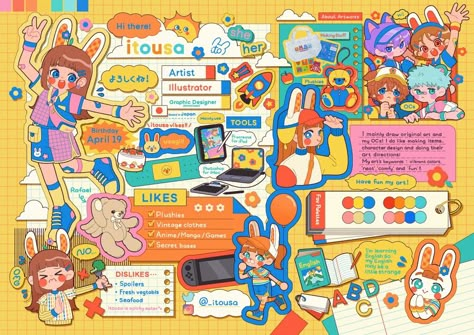 Kidcore Graphic Design, Strawpage Inspiration, Kawaii Layout, Kidcore Design, 달력 디자인, Mind Map, Graphic Design Posters, Meet The Artist, Pretty Art