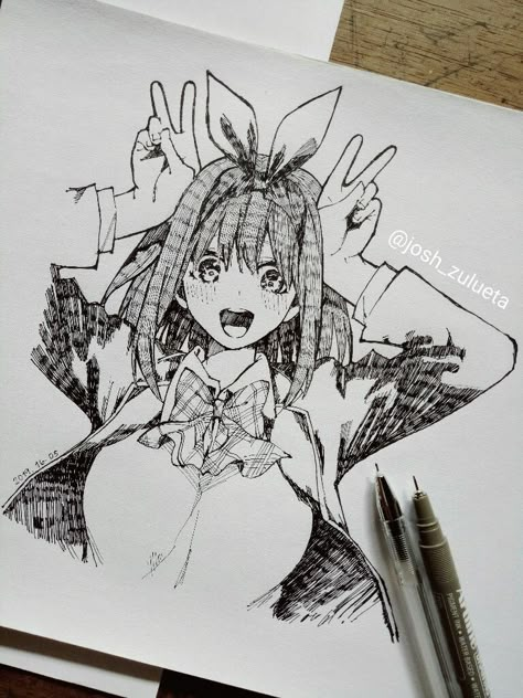 Yotsuba Fanart, Negi Haruba, Anime Art Books, Abstract Sketches, Anime Canvas Art, Character Design Sketches, Quintessential Quintuplets, Drawing Pen, Anime Canvas