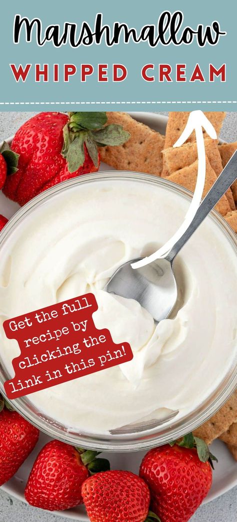 Transform plain heavy cream into a sweet, fluffy Marshmallow Whipped Cream in under 10 minutes! This tasty topping makes a great fruit dip and is the perfect garnish for your favorite desserts. Whipped Cream Fruit Dip, Whipped Ganache Frosting, Marshmallow Whipped Cream, Stable Whipped Cream, Bakes Recipe, Family Breakfast Recipes, Whipped Ganache, Fruit Tart Recipe, Homemade Marshmallow