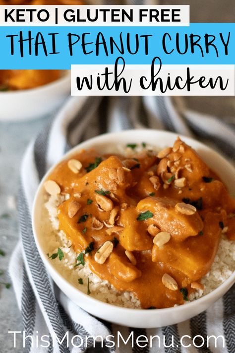 This recipe has everything you want in a good peanut curry - minus the carbs! Thai Peanut Curry, Keto Dairy Free, Keto Curry, Keto Dairy, Peanut Curry, Chicken Keto, Thai Peanut Chicken, Thai Peanut, Peanut Chicken