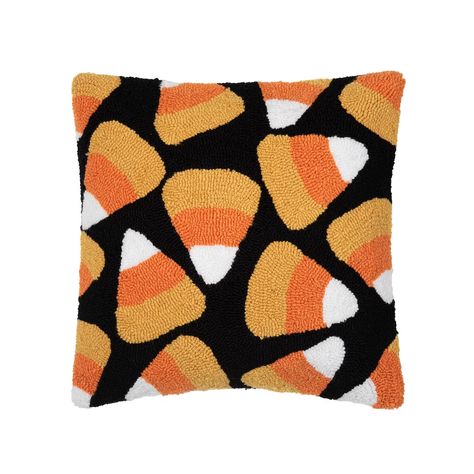 Candy Corn Hooked Pillow | Michaels Dragon Halloween, Halloween Bedroom Decor, Candy Corn Halloween, Halloween Bedroom, Halloween Ghost Decorations, Hooked Pillow, Halloween Throw Pillow, Halloween Drinks, Pumpkin Lights