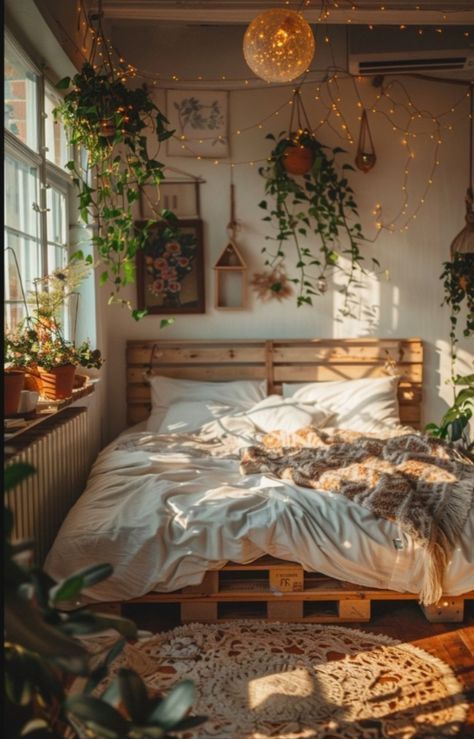 Cute Flat Ideas, Bedroom Inspo Rustic, Home Decor Ideas Cottagecore, Simple Cottagecore Bedroom, Foresty Vibe Room, Sunny Bedroom Aesthetic, Nature Room Ideas Bedroom, How To Make My Room Cozy, Earthy House Decor