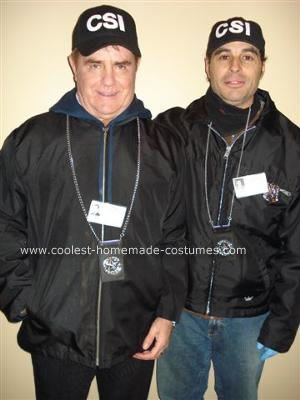 Homemade CSI Costume: This Homemade CSI Costume is very easy to make Just find CSI Jacket with 'detective' badge on breast pocket.   Then it is quick and simple to complete: Csi Costume, Csi Party, Cop Party, Detective Costume, Halloween Office, Black Top Hat, Homemade Costumes, Dress Up Day, Halloween Diy Crafts