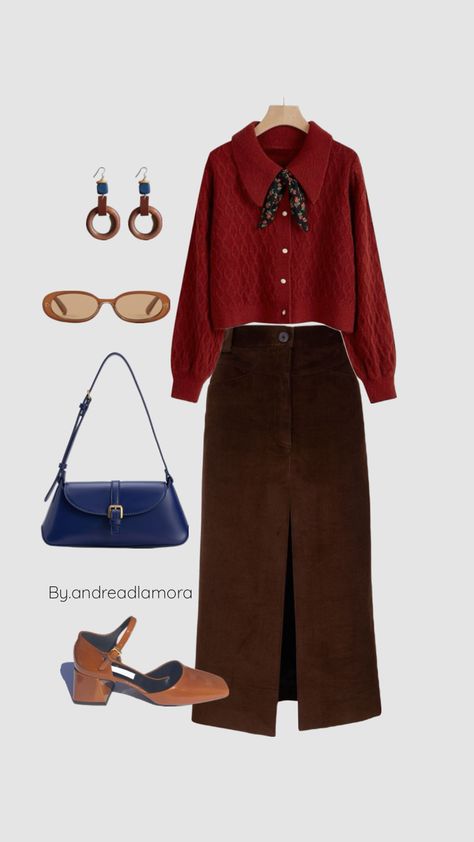 Outfits inspo, Mary jane schoes, midi skirt #midiskirt #maryjanes #outfitideas #outfitsinspo #vintagestyle #styleinspo #boardinspo Cottagecore Fits, 30s Fashion, Big Girl Fashion, Cold Weather Outfits, Work Attire, Modest Outfits, Daily Outfits, Pretty Outfits, Fashion Inspo Outfits