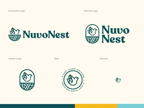 Nuvo Nest Branding by Martine Cormier on Dribbble Nest Logo Design Ideas, Nest Architecture Concept, Birdnest Packaging Logos, Bird Nest Architecture Concept, Agro Logo, Branding Development, Bird Nest Illustration, Nest Logo, Eco Logo