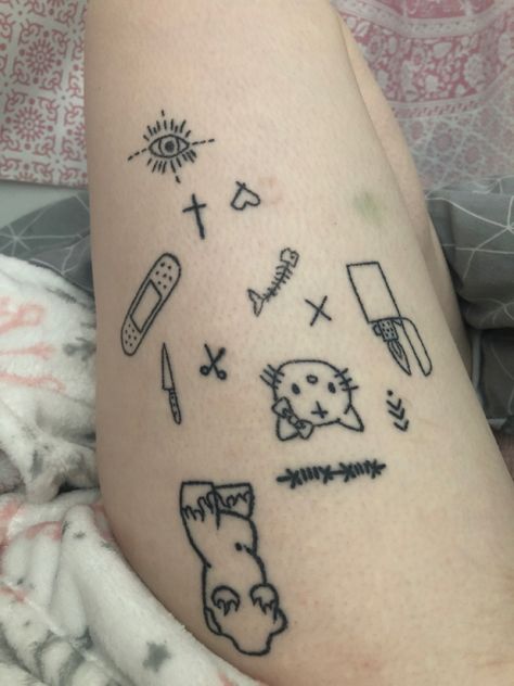 Tattoo art stick and pokes tattoo ideas Stick And Poke Tattoo Ideas Grunge, Alt Stick And Poke, Edgy Tattoo, Stick Poke Tattoo, Grunge Tattoo, Hello Kitty Tattoos, Pen Tattoo, Stick N Poke Tattoo, Cute Little Tattoos