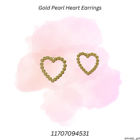 Berry Ave Earrings, Berry Avenue Codes Earrings, Roblox Mermaid, Accessory Codes, Gacha Fits, Pearl Heart Earrings, Rp Games, Clothing Codes, Clothes Codes