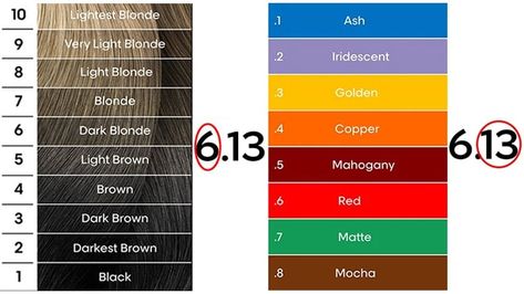 There are 3 numbers to understand when it comes to L’Oréal Professionnel blonde hair shades.  The first number, to the left of the full stop, is your base colour. The second number, to the right of the full stop, is your tone. The third, and last number, is a secondary undertone if your colourist needs to add a tiny hint of another colour – by adding some blue to prevent blonde hair shades from looking too brassy, for example. Brown Hair Palette, Level 6 Hair, Loreal Hair Color Chart, Blond Ash, Colour Shade Card, Cool Blonde Hair Colour, Loreal Hair Color, Loreal Hair, Dark Blonde Hair Color