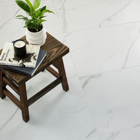 Large-Format Tiles for Showers, Bathrooms & More | The Tile Shop White Porcelain Tile Floor, Large White Tiles, Luxury Bathroom Master, Painting Tile Floors, Grey Floor Tiles, White Marble Tiles, White Tile Floor, Matte Tile, Marble Tile Floor