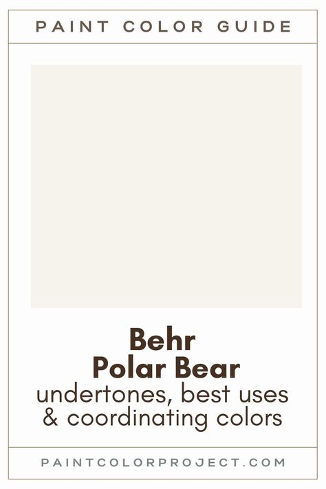 Looking for the perfect bright white paint color for your home? Let’s talk about Behr Polar Bear and if it might be right for your home! Behr Paint Color Polar Bear, Behr Polar Bear Paint, Behr House Color Schemes Interior, Polar Bear Paint Color, Behr Snow Day, Behr Polar Bear White Cabinets, Behr Coco Malt Paint Color, Polar Bear Behr Paint Wall Colors, Behr Cool White Paint Colors