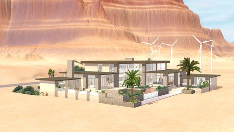 Mod The Sims - Modern Desert House Desert Home Plans, Modern Desert Mansion, Desert Modern House, Desert Mansion, House Desert, Large Modern House, Modern Desert Home, Desert House, Modern Desert