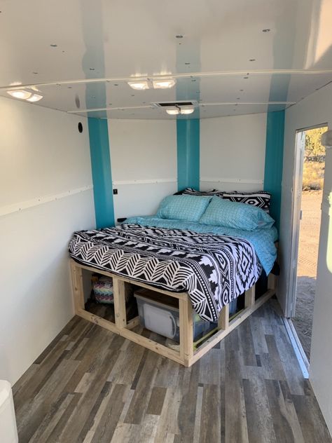 Small Travel Trailer Remodel, Small Travel Trailer, Enclosed Trailer Camper, Cargo Trailer Camper Conversion, Toy Hauler Camper, Cabin Storage, Camping Trailer Diy, Cargo Trailer Conversion, Camper Interior Design