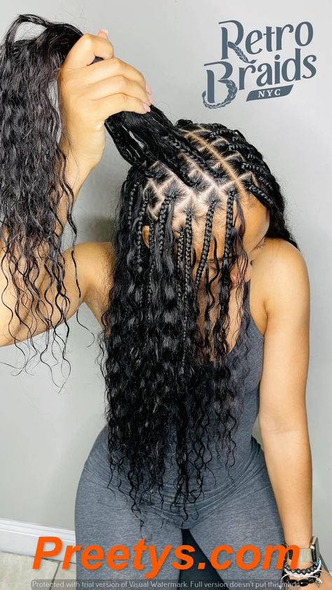 Boho Beauty: Trendy Knotless Braids & Goddess Styles 2024 Preetys.com Knotless Braids Goddess, Mermaid Braids, Braids Goddess, Boho Braided Hairstyles, Big Box Braids Hairstyles, Bohemian Braids, Goddess Braids Hairstyles, Braided Cornrow Hairstyles, Box Braids Hairstyles For Black Women