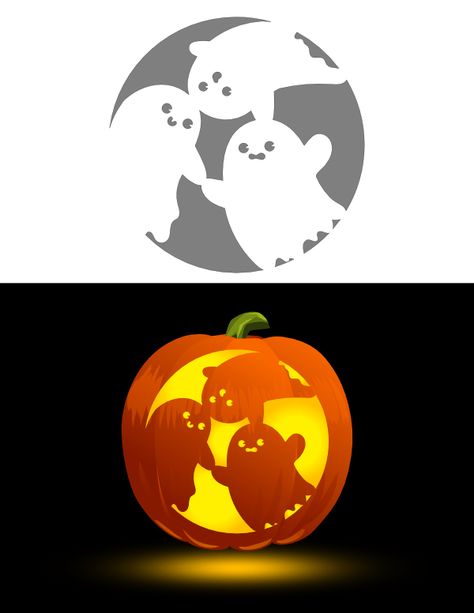 Cute Easy Halloween Pumpkin Carvings, Carved Pumpkin Stencils, Fun Jackolantern Ideas, Art Pumpkin Carving, Pumpkin Design Carving, Easy Cool Pumpkin Carving, Shrek Pumpkin Carving Stencil, Cute Ghost Pumpkin Stencil, Cute Spooky Pumpkin Carving Ideas