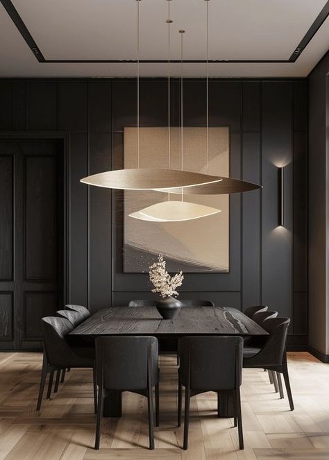 Dark Grey Dining Room Walls, Dark Dining Table, Bungalow Inspiration, Moody Dining Room, Organic Modern Dining Room, Contemporary Dining Room Design, Dark Dining Room, Brown Dining Room, Dining Room Design Ideas