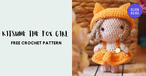 Fox Girl, 2020 Design, The Fox, Free Crochet Pattern, Free Crochet, Free Pattern, Crochet Hats, Crochet Patterns, Fox