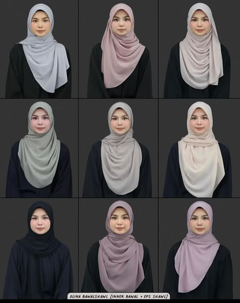 Style Tudung Shawl, Simple Hijab Outfit, Tudung Style, Hijab Syar'i Style, Hijab Reference, Malay Hijab, Style Hijab Simple, Tudung Shawl, Long Hijab