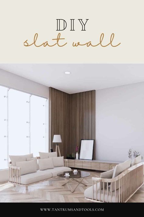 Corner Wall Slats, Wood Slat Pony Wall, Slatwall Living Room, Wood Panel Corner Wall, Floating Slat Wall, Corner Wood Accent Wall, Corner Accent Wall Bedroom, Wood Slat Projects Easy Diy, Wood Accent Corner Wall