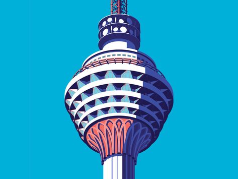 Kl Tower by Coen Pohl Kl Tower, Living In Amsterdam, Tower Design, Graphic Poster Art, Make Pictures, Flat Illustration, Capital City, Living Design, Leaning Tower Of Pisa