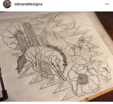 Leather Tattoo Design, Western Tattoos Ideas, Tooled Leather Tattoo, Scenery Tattoo, Cowgirl Tattoos, Cowboy Tattoos, Native American Tattoo, Tattoos Infinity, Tattoo Filler