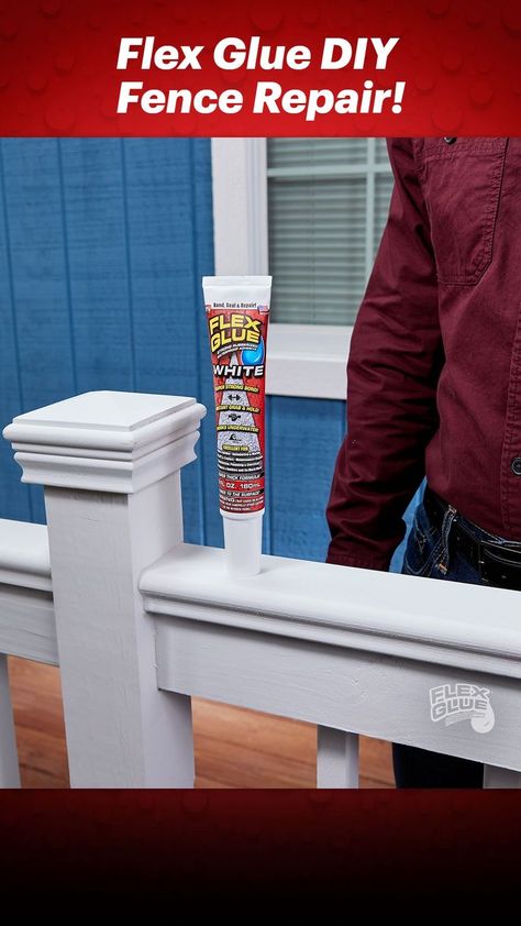 This fence post is completely capless! But, not for long. Flex Glue® to the rescue! Watch as these skilled DIY hands take us through the simple steps required to pop a cap on this post! Find everything you need to be a porch repair connoisseur when you click the image! #FlexGlue #EasyDIY #AsSeenOnTV #HomeRepair #EasyFix #EmergencyKit #TipsAndTricks #RenovationIdeas #PorchRepair #HomeImprovements #SuperStrong #CottageRepair Porch Repair, Fence Repair, Flex Seal, Diy Fence, White Books, Fence Post, To The Rescue, Emergency Kit, Home Maintenance