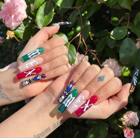 Mexican Flag Nails Acrylic, Mexican Independence Day Nails, Mexico Flag Nails, Nails Tech, Flag Nails, Mexican Independence Day, Summer Acrylic, Girly Pop, Unique Acrylic Nails