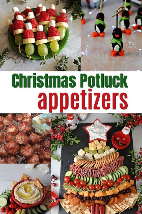 a collage of appetizers perfect for a Christmas party. Ideas For Christmas Dinner, Snacks For Game Day, Potluck Appetizers, Appetizers Cold, Christmas Cookies Ideas, Christmas Potluck, Cold Dips, Christmas Appetizers Party, Holiday Hosting