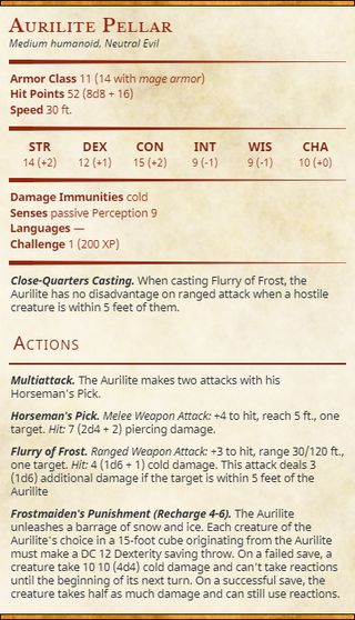 I made a group of Aurilite cultists to threaten my party (4 level 5s) : rimeofthefrostmaiden Clockwork Dnd, Dnd Fey, Dnd City, Dnd Setting, Dnd Campaign Ideas, Homebrew Monsters, 5e Monsters, Roll For Initiative, Dnd Monster