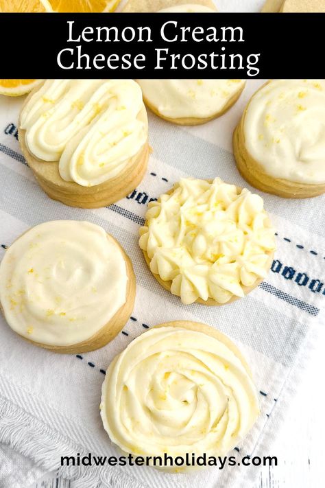 Lemon Cream Cheese Icing is a fast, easy recipe for the most delicious tart, tangy, fluffy frosting ever. Pipe or spread lemon cream cheese buttercream frosting on your favorite cookies, cakes, and cupcakes for a burst of fresh lemon flavor. Lemon Cream Cheese Icing, Cream Cheese Buttercream Frosting, Lemon Buttercream Frosting, Lemon Shortbread Cookies, Vegan Ice Cream Recipe, Fluffy Frosting, Lemon Cream Cheese Frosting, Lemon Cream Cheese, Frozen Lemon