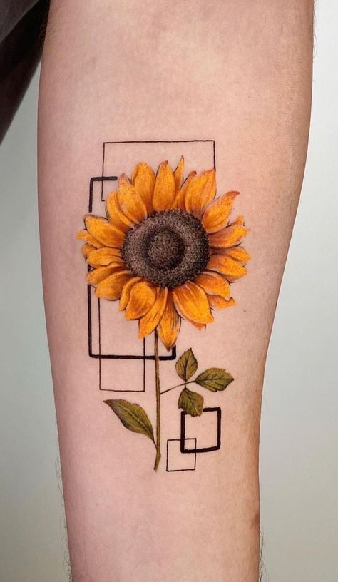 Sunflower Tattoo Ideas, Sunflower Tattoo Simple, Sunflower Tattoo Shoulder, Harry Styles Tattoos, Sunflower Tattoos, Tatuaje A Color, Floral Tattoo Design, Modern Tattoos, Sunflower Tattoo Design