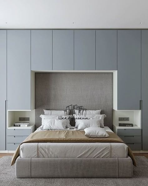 Wardrobe With Bed In Middle, Over Bed Wardrobe, Office Cabinetry, Sleeping Room Design, Cama Closet, Small Modern Bedroom, Smart Bedroom, Small Bedroom Interior, Small Room Design Bedroom