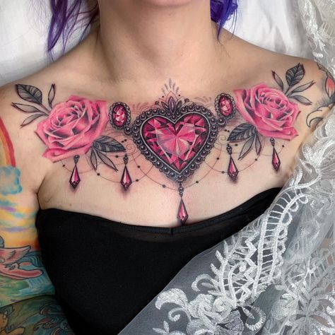 Under Breast Tattoo, Gem Tattoo, Jewel Tattoo, Rose Tattoos For Women, Butterfly Tattoos For Women, Tattoos For Women Flowers, Pieces Tattoo, Flower Tattoo Shoulder, Chest Tattoos For Women