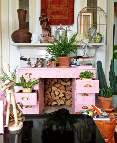 {Photo}Synthesis Vol. 2. : What Bohemian Plant Dreams Are Made Of — Love & LaRock Bohemian Desk, Textured Aesthetic, The Colour Green, Victorian Mansion, Pink Desk, Vintage Dresser, Victorian Mansions, Plant Display, Growing Plants Indoors