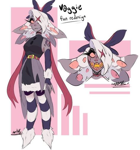 Helluva Boss Redesign, Vaggie Redesign, Hazbin Redesign, Hazbin Hotel Redesign, Walpapers Cute, Monster Hotel, Ange Demon, Hotel Art, 영감을 주는 캐릭터