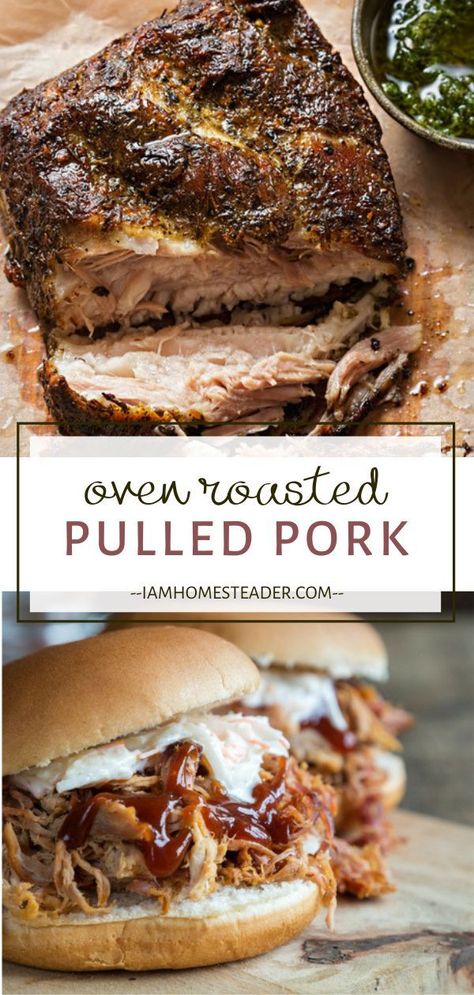 Pork Shoulder Oven, Roasted Pulled Pork, Pulled Pork Oven Recipe, Oven Roasted Pulled Pork, Pulled Pork Oven, Pork Picnic, Pulled Pork Roast, Picnic Roast, Pork Roast In Oven