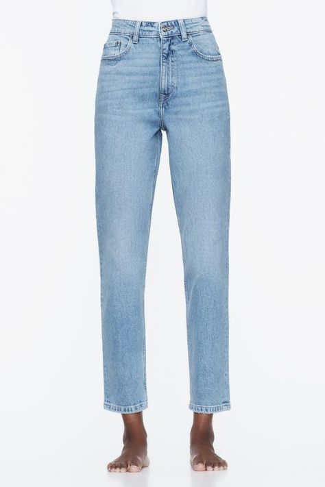 Women's Mom jeans | Explore our New Arrivals | ZARA New Zealand Mom Fit Jeans, Zara New, Pocket Jeans, Swimwear Accessories, High Jeans, Linen Shirt, Simple Outfits, Cropped Jeans, High Waist Jeans