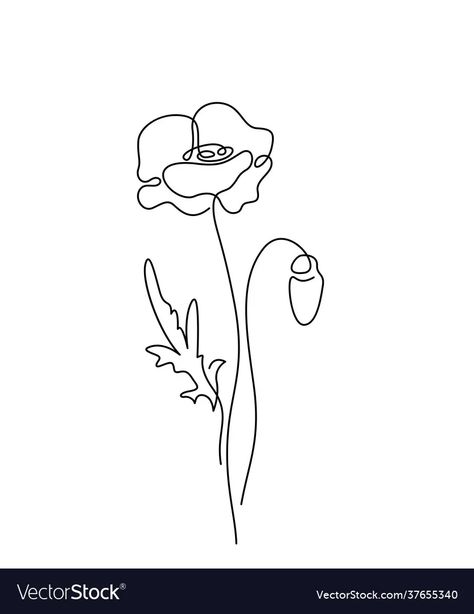 Flower Vector Illustration, Poppy Drawing, Flower Vector, Botanical Tattoo, Blossoms Art, Blue Poppy, Botanical Design, Line Illustration, Minimal Art