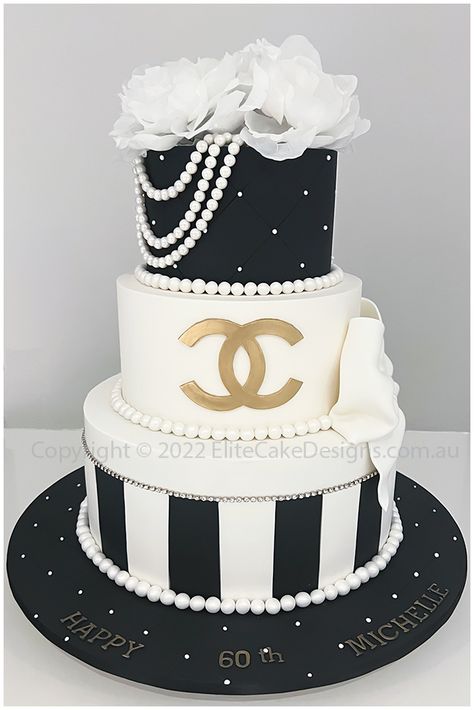 Expensive Cakes Birthday, Coco Chanel Cake Ideas, Chanel Birthday Cake For Women, Designer Cakes Birthday, Birthday Cake Chanel, Designer Birthday Cakes, Chanel Birthday Theme, Coco Chanel Cake, Chanel Birthday Cake