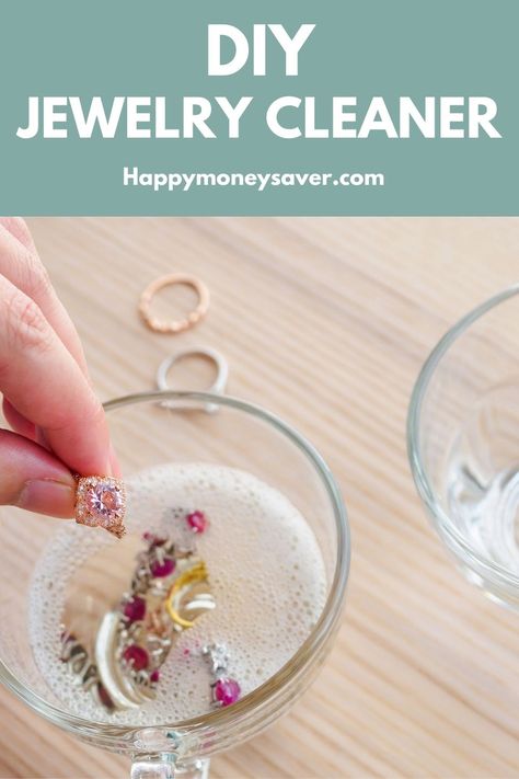 This easy DIY jewelry cleaner will have your rings, earrings and more super shiny in less than 15 minutes. Plus, it is all natural, gentle, cheap, and made using inexpensive, common household ingredients. Get the recipe now! Diy Jewelry Cleaning Solution, Diy Ear Piercing Cleaner, Diy Jewelry Cleaner Silver, Jewelry Cleaner Diy Diamond, Earring Cleaner Diy, Gold Cleaner Diy, How To Clean Cheap Jewelry, How To Clean Your Earrings, Diy Ring Cleaner Diamonds