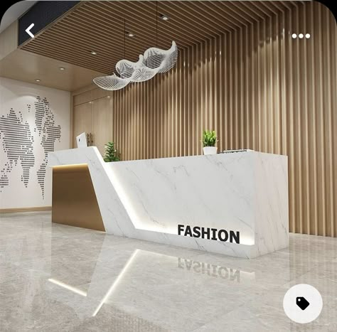 Small Office Reception Design, Reception Back Wall Design, Illuminated Reception Desk, Salon Reception Counter, Reception Desk Salon, Marble Reception Desk, Office Reception Table Design, Marble Reception, Reception Area Design