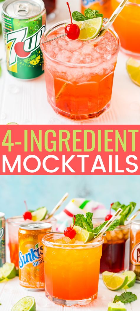 This 4-Ingredient Mocktail recipe can be made three different ways by using your favorite sodas for a bubbly and fun drink for summer entertaining. via @sugarandsoulco Summer Punch Nonalcoholic, Mocktail Ideas, Summer Drinks Nonalcoholic, Easy Mocktails, Drink For Summer, Best Non Alcoholic Drinks, Easy Mocktail Recipes, Mocktail Drinks, Easy Alcoholic Drinks