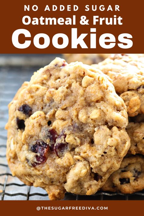 Healthy Fruit Cookies, Oatmeal Fruit Cookies, Low Sugar Cookies Recipes Healthy, Low Sugar Cookies For Kids, Sugarless Diet, Cookies For Diabetics, Sugarfree Dessert, Sugarless Cookies, Sugar Free Cookie